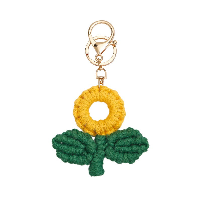 Wholesale Creative Sunflower Flower Sunflower Intangible Cultural Heritage Craft Handmade Bohemian Keychains